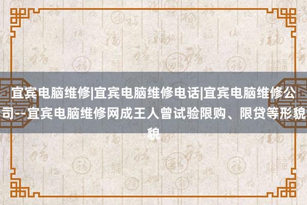 宜宾电脑维修|宜宾电脑维修电话|宜宾电脑维修公司--宜宾电脑维修网成王人曾试验限购、限贷等形貌